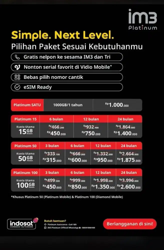 Paket data internet indosat im3 platinum