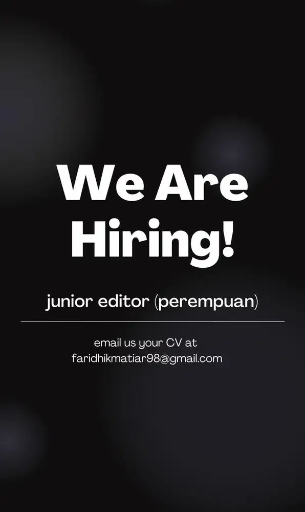 Hiring Junior editor