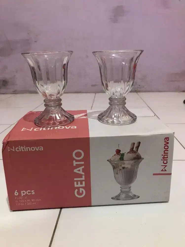 Gelas Gelato Ice Cream Bahan Kaca 6pcs