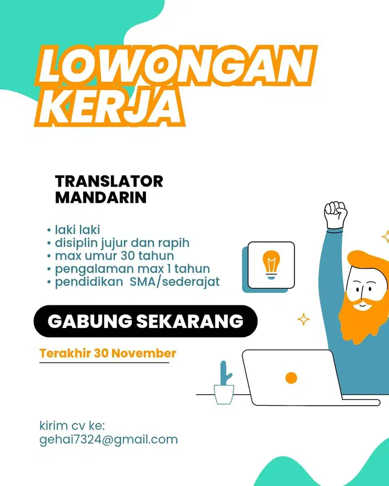 DIBUTUHKAN SEGERA LOWONGAN PEKERJAAN SEBAGAI TRANSLATOR ADMIN DAN HOST