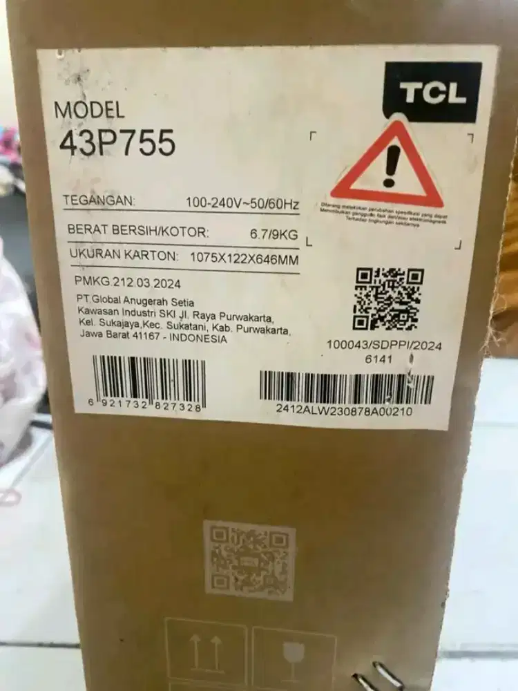 TV TCL 43inc type 43p755