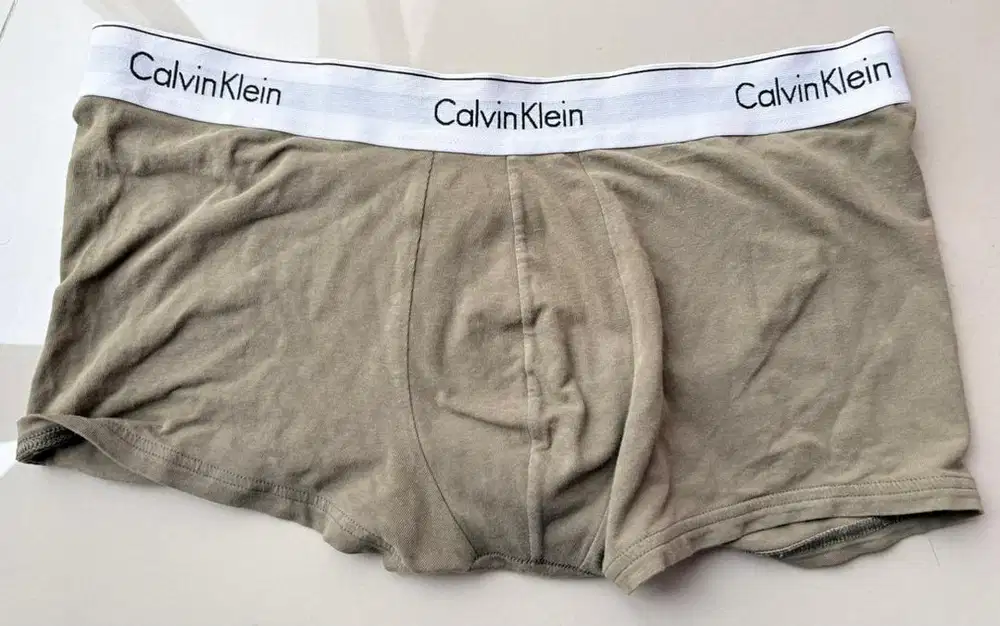 celana dalam boxer Calvin Klein CK Hijau Army (L/XL), tag, karet aman