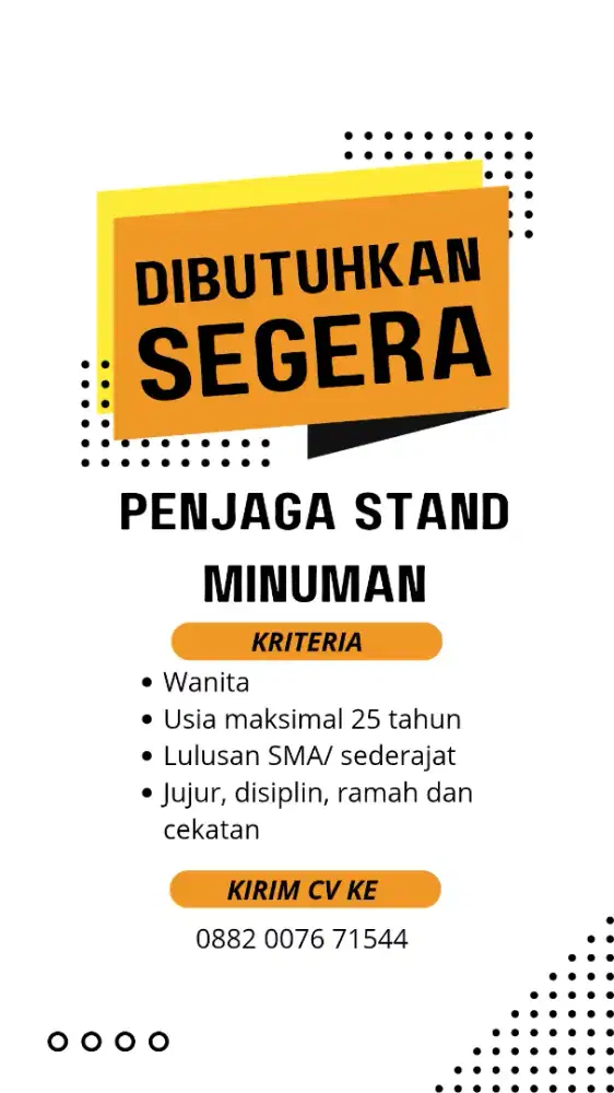 Lowongan Kerja Penjaga Stand Minuman