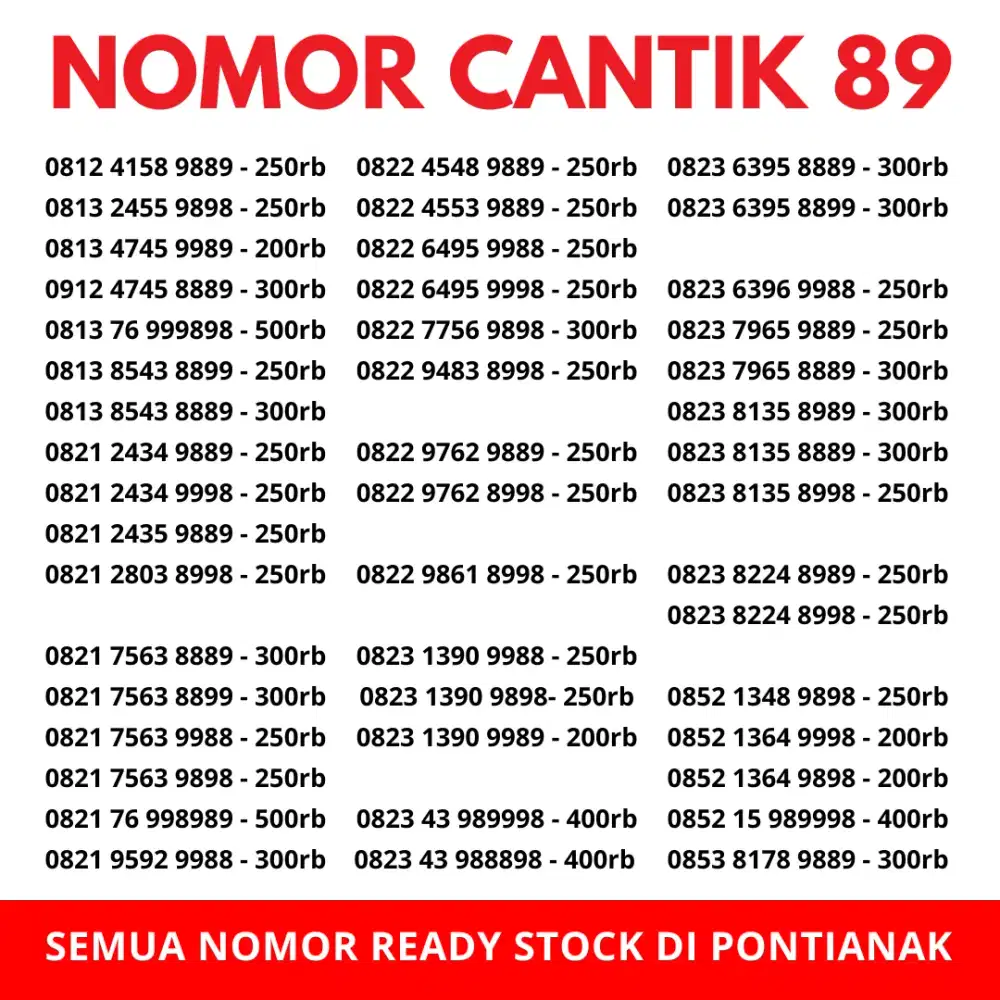 Nomor Cantik Telkomsel 89