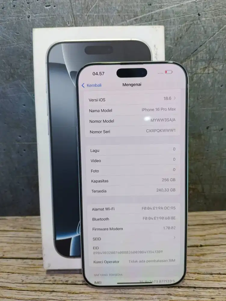 IPHONE 16 PRO MAX256GB SECOND INDO