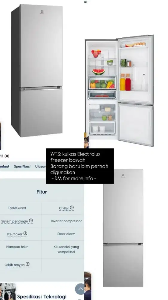 Kulkas Freezer bawah Electrolux