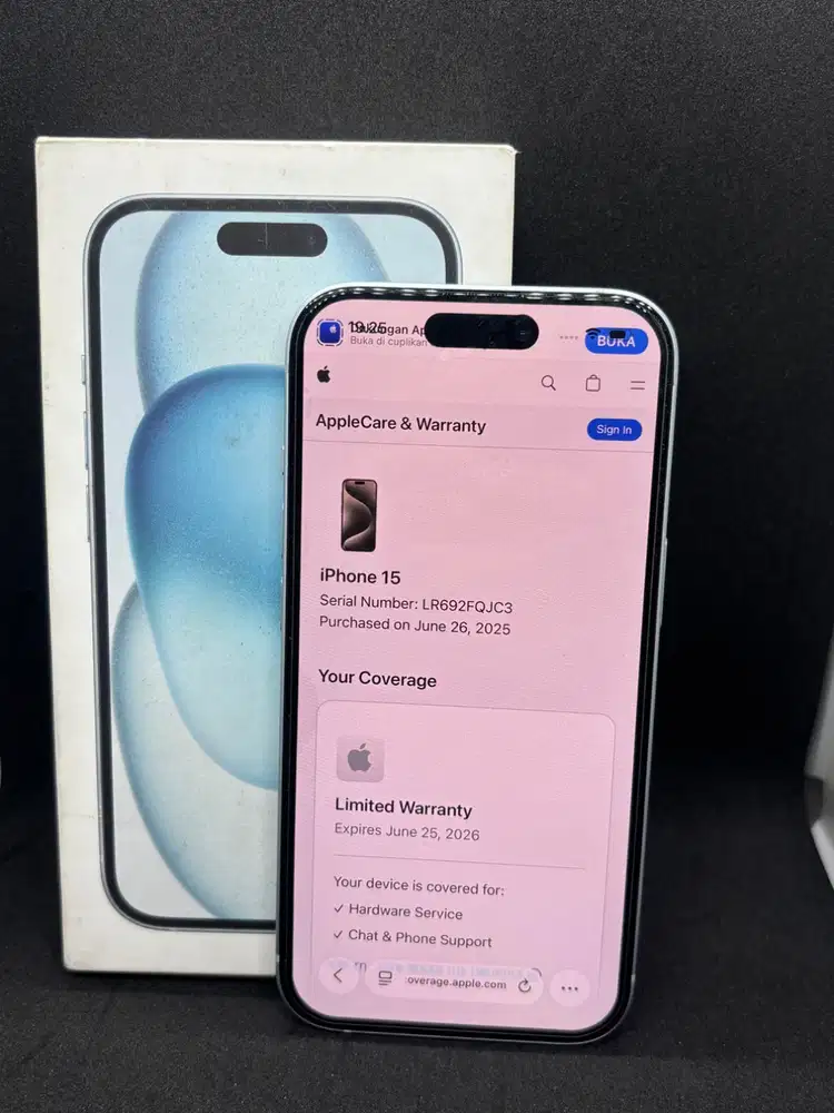 Iphone 15 Blue 128 Ibox ( on garansi juni 2026)