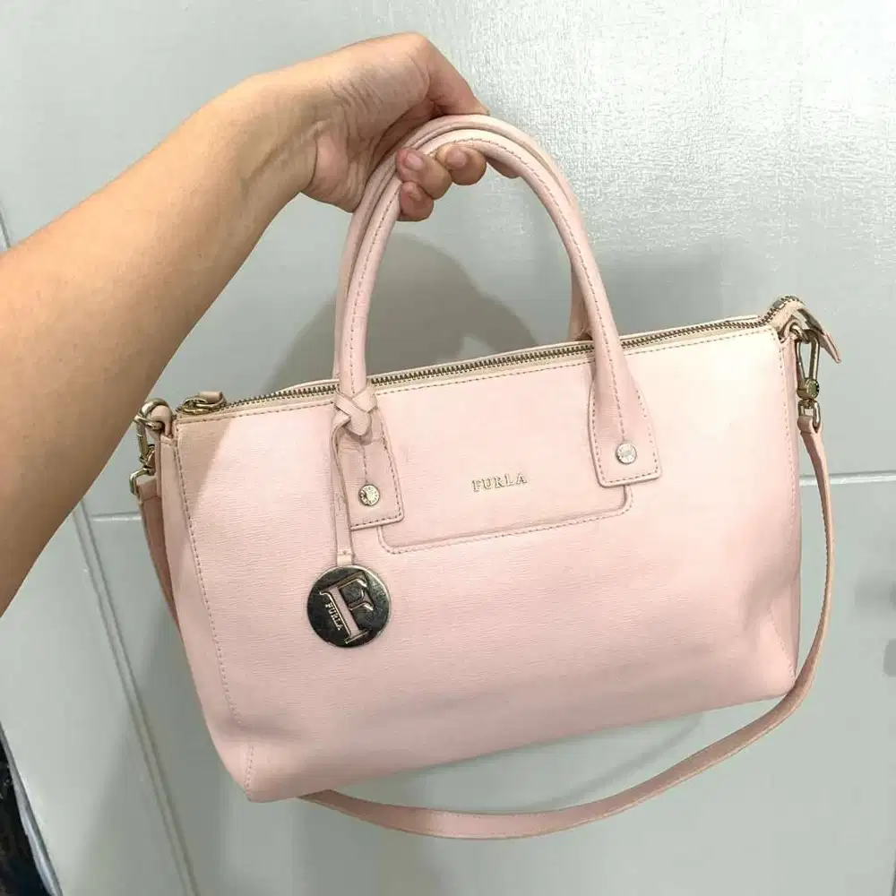 Preloved Tas Furla Linda Satchel Soft Pink Authentic Original