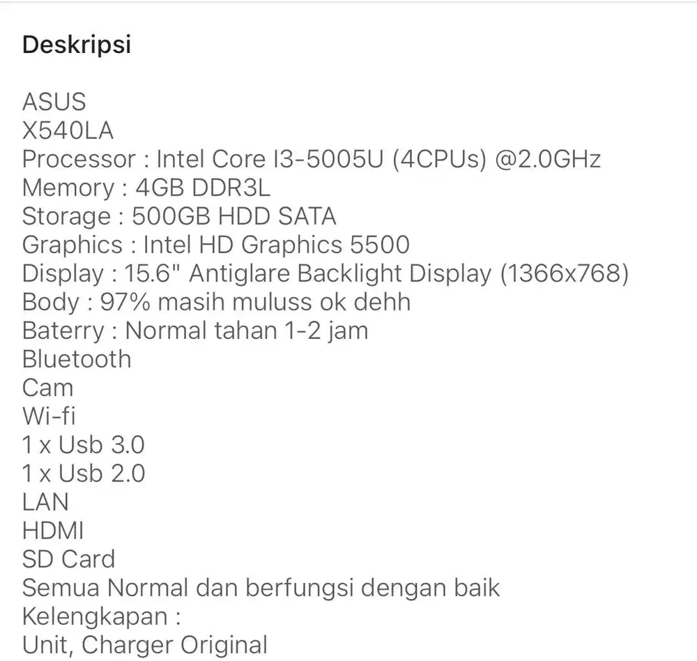 Laptop asus X540LA 15.6 inch