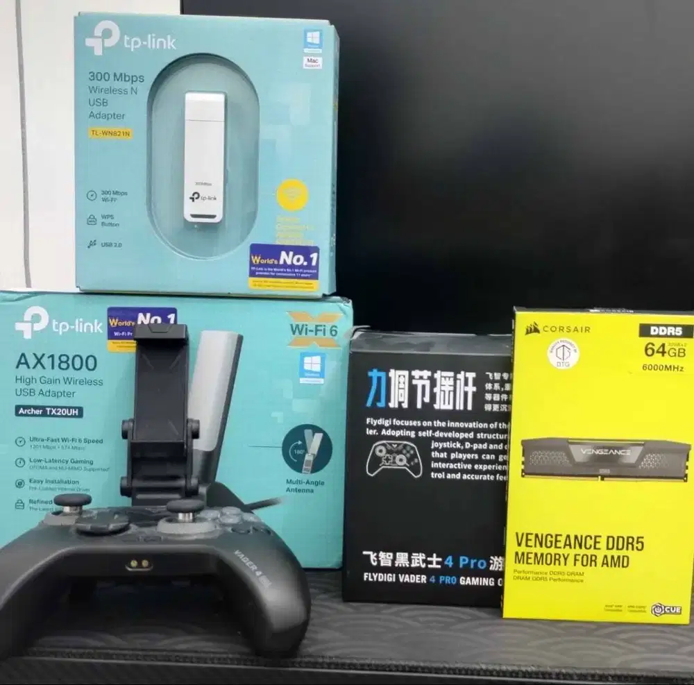TP-Link Archer TX20UH & T-WN821N, Flydigi Vader 4 Pro, RAM DDR5 64 GB
