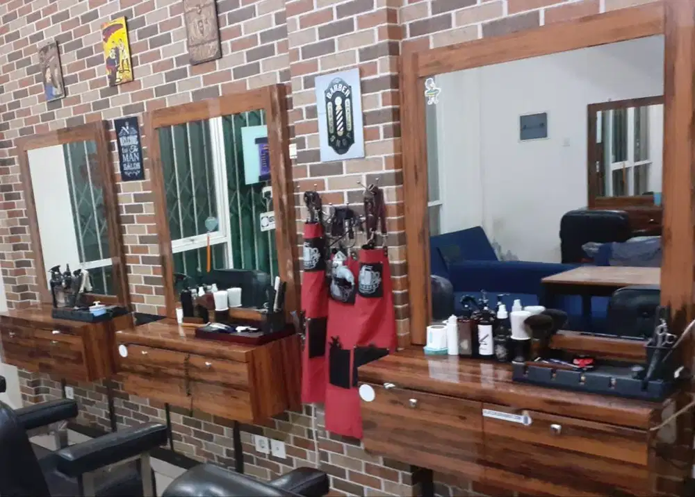 Cermin + laci set barbershop