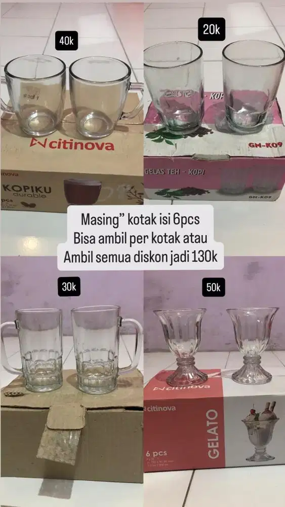 Gelas kaca Kopi, Teh dan Ice Cream Gelato