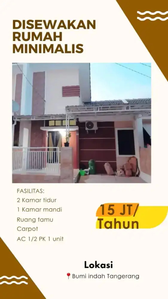Disewakan rumah minimalis bumi indah cluster victoria