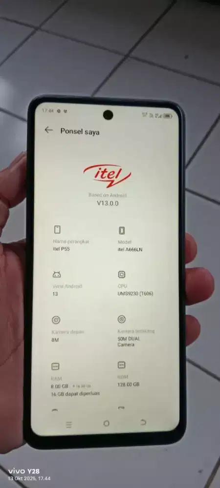 Itel p55 resmi NFC ada 8+16/128 hp cas biasa