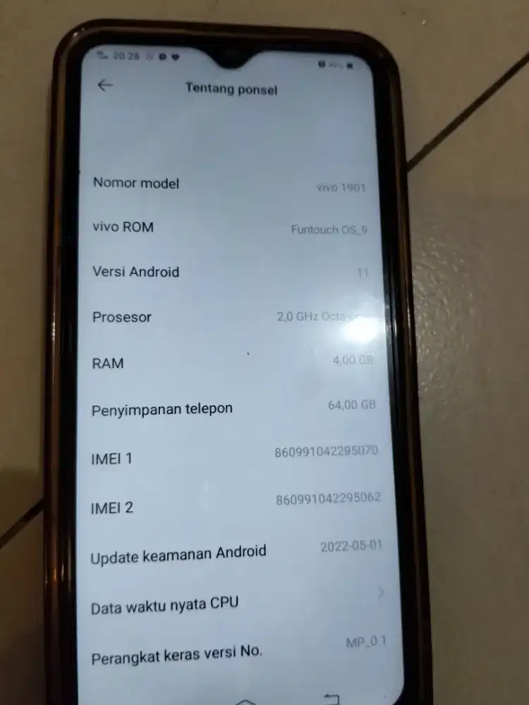 Vivo Y15 kardus buku petunjuk ada