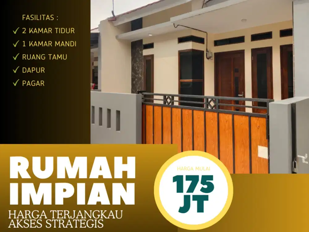 RUMAH IDEALIS 2 KAMAR AKSES STRATEGIS DEKAT JALAN UTAMA HANYA 175 JUTA
