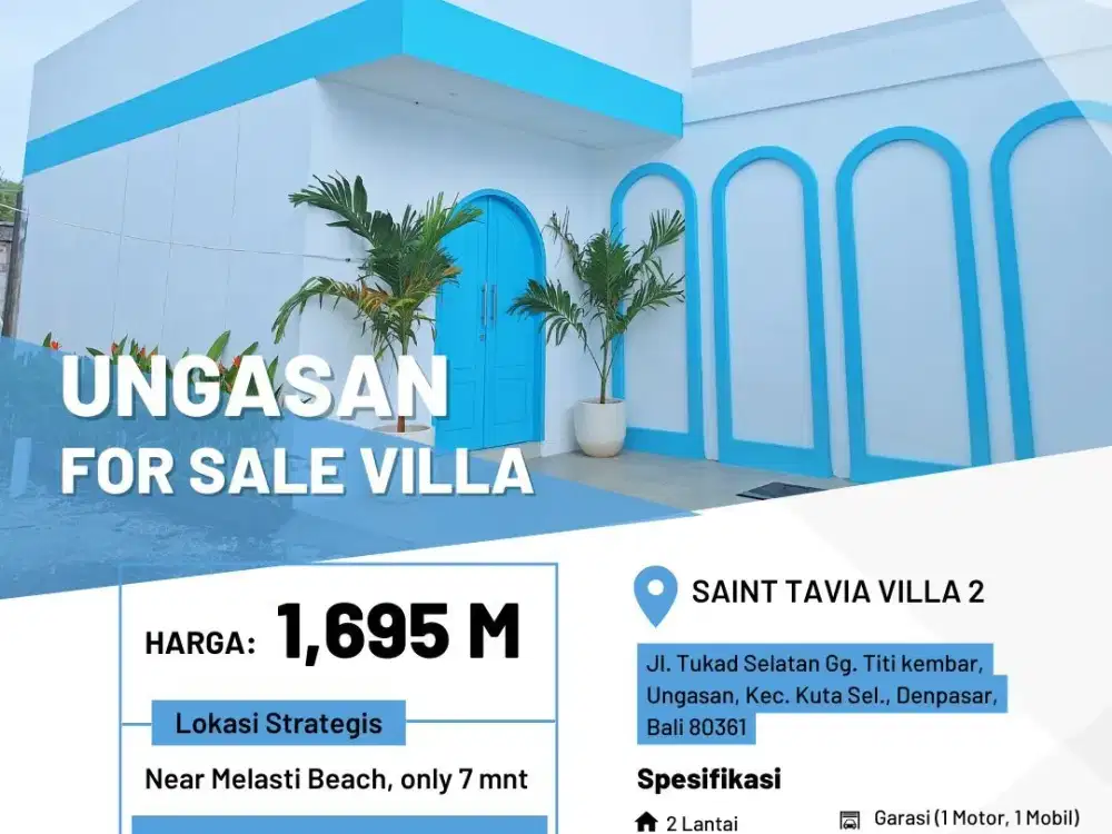 PRESALE VILLA ST TAVIA 2, GAYA SANTORINI DEKAT PANTAI MELASTI, BALI