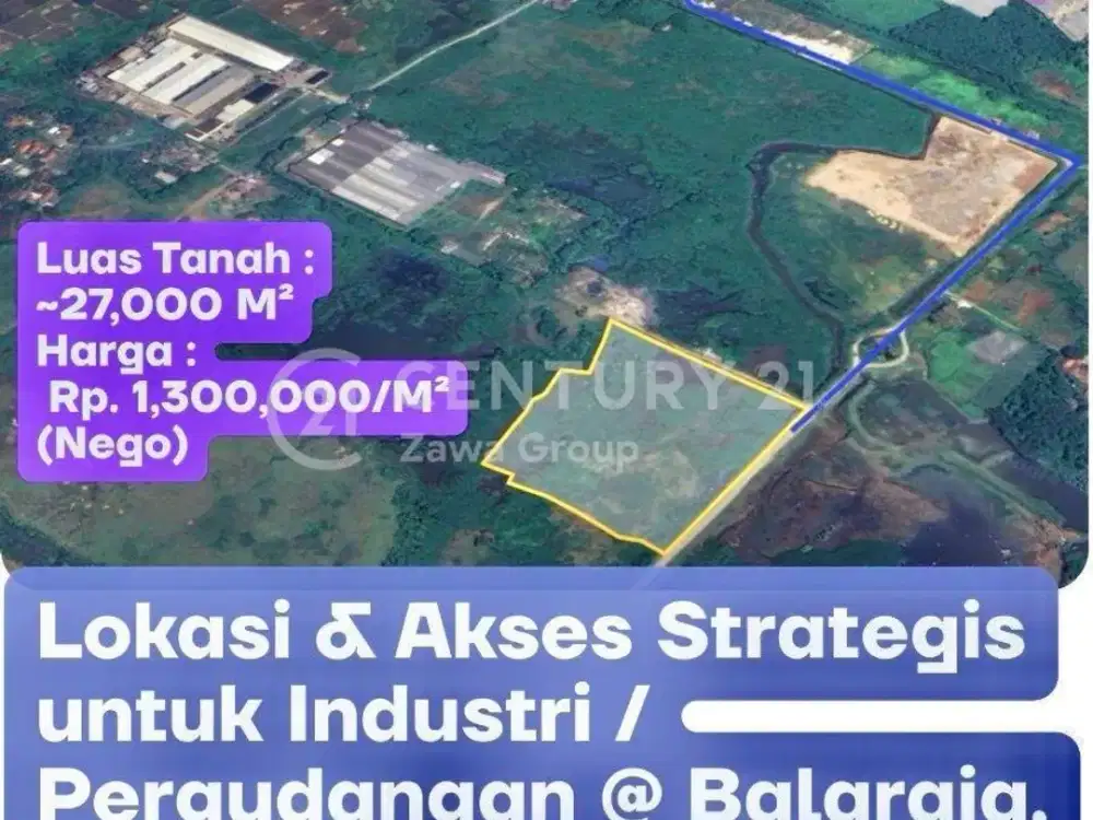 Dijual Murah Tanah Balaraja Timur Untuk Industri Pergudangan Cikupa