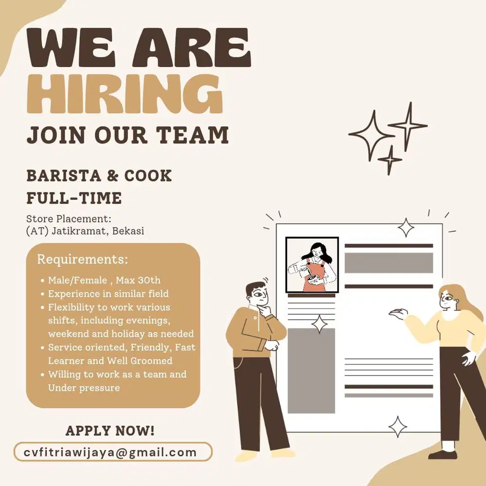 lowongan cooking dan barista