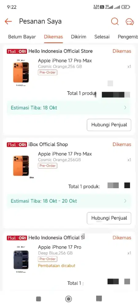 Iphone 17 Pro Max 256Gb Orange IBOX