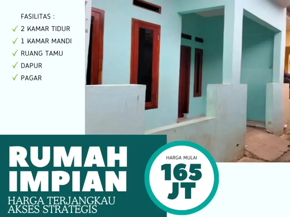 DIJUAL RUMAH 2 KAMAR SIAP HUNI AKSES STRATEGIS HANYA 165 JUTAAN