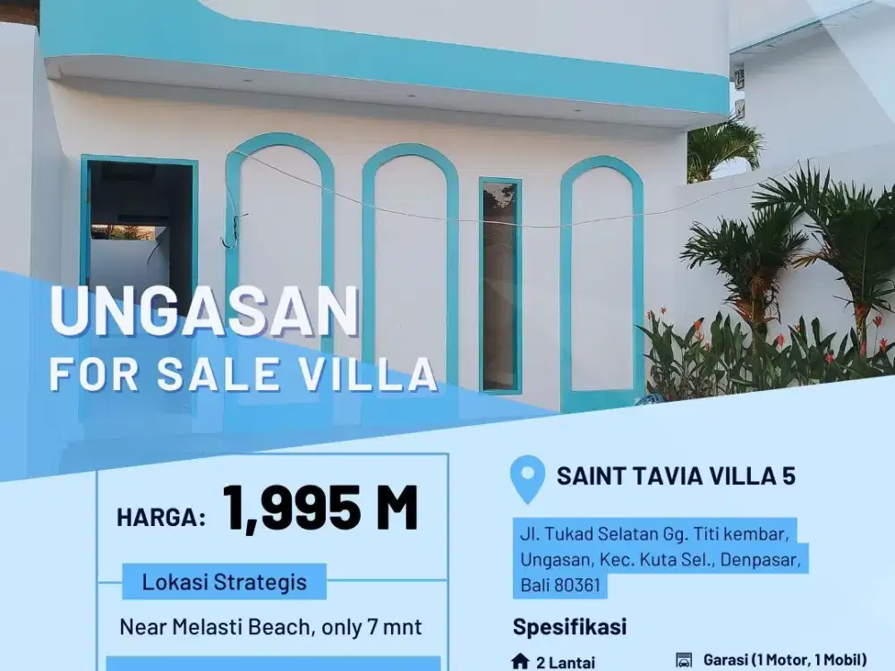 FOR SALE VILLA ST. TAVIA - SANTORINI STYLE NEAR MELASTI BEACH, UNGASAN