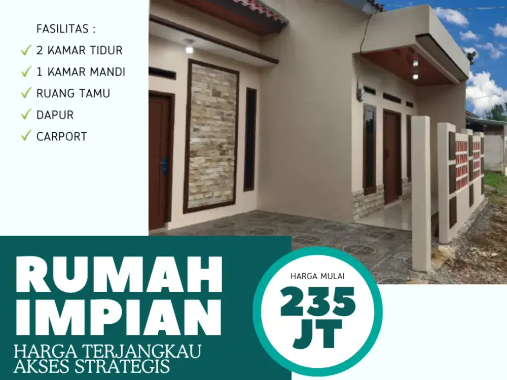 DIJUAL RUMAH CLUSTER 2 KAMAR SIAP HUNI MULAI DARI 235 JUTAAN