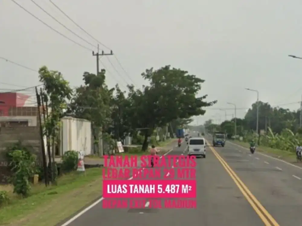 JUAL Tanah Strategis LD 29 mtr, sltn Gerbang Tol MADIUN Lokasi Ciamiq