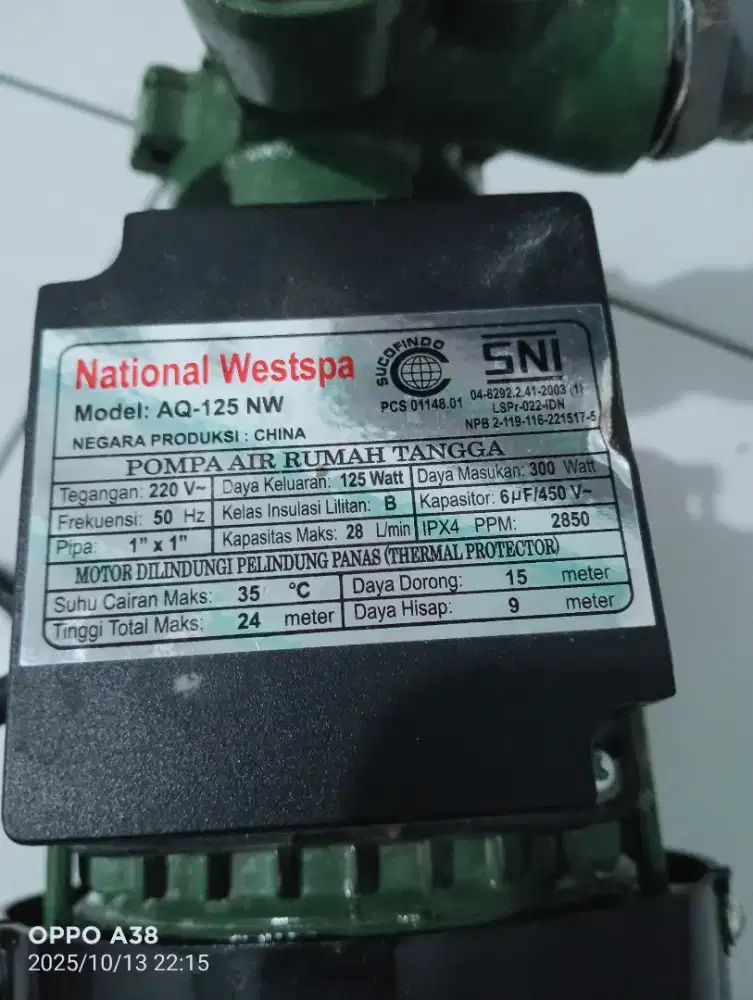 Mesin pompa air National aq125 nw.