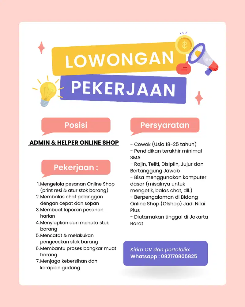 ADMIN & HELPER PACKING OLSHOP