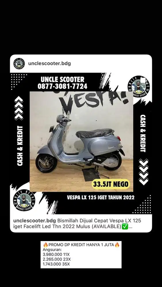 Vespa LX 125 iget Facelift Led Thn 2022 Mulus