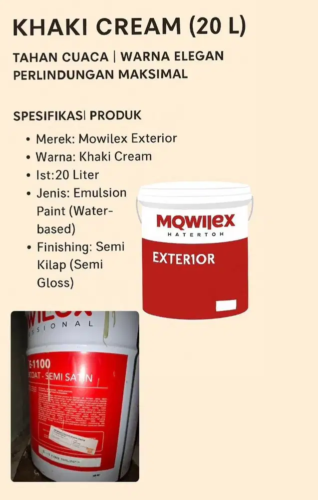 CAT EXTERIOR MOWILEX KHAKI CREAM 20L