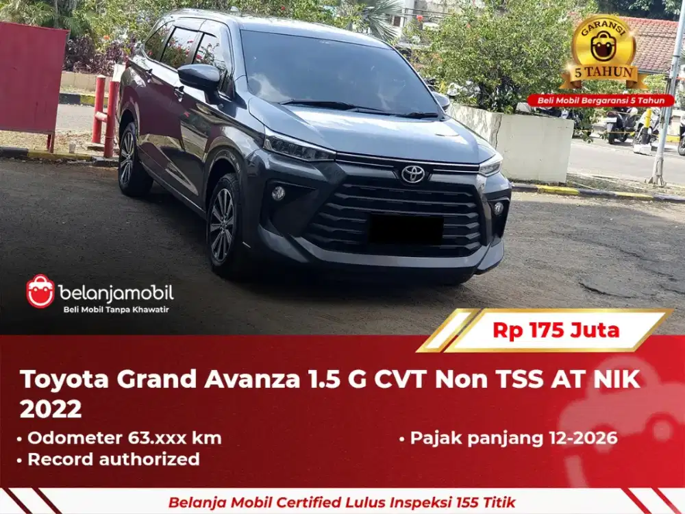 [ GARANSI 5TH ] Toyota Grand Avanza 1.5 G CVT Non TSS AT 2022 2023