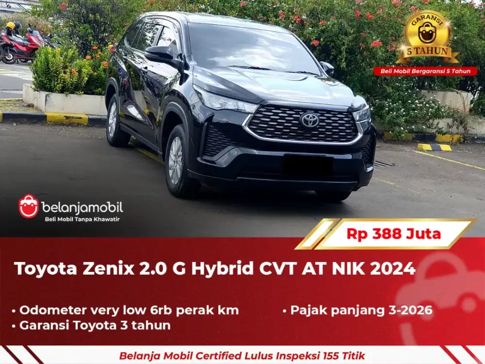 [ GARANSI 5TH ] Toyota Zenix 2.0 G Hybrid HV CVT AT 2024 2025