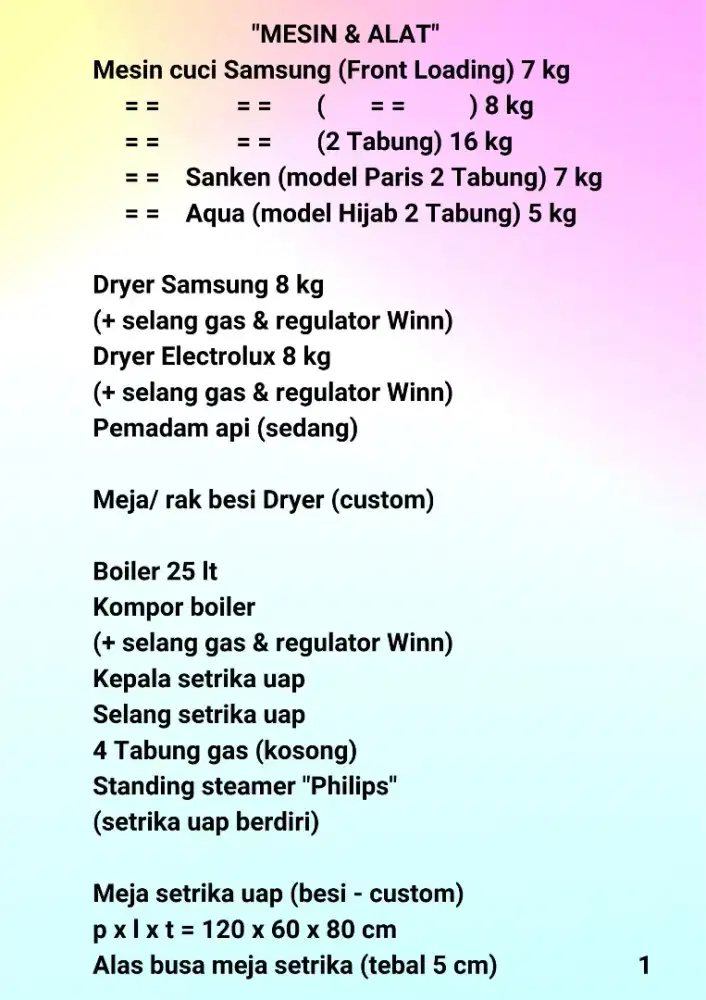 Jual Cepat & Murah paket usaha Laundry.. dalam minggu ini!!