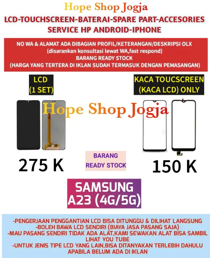 Touchscreen-Baterai-Lcd Samsung A23 (4G/5G)