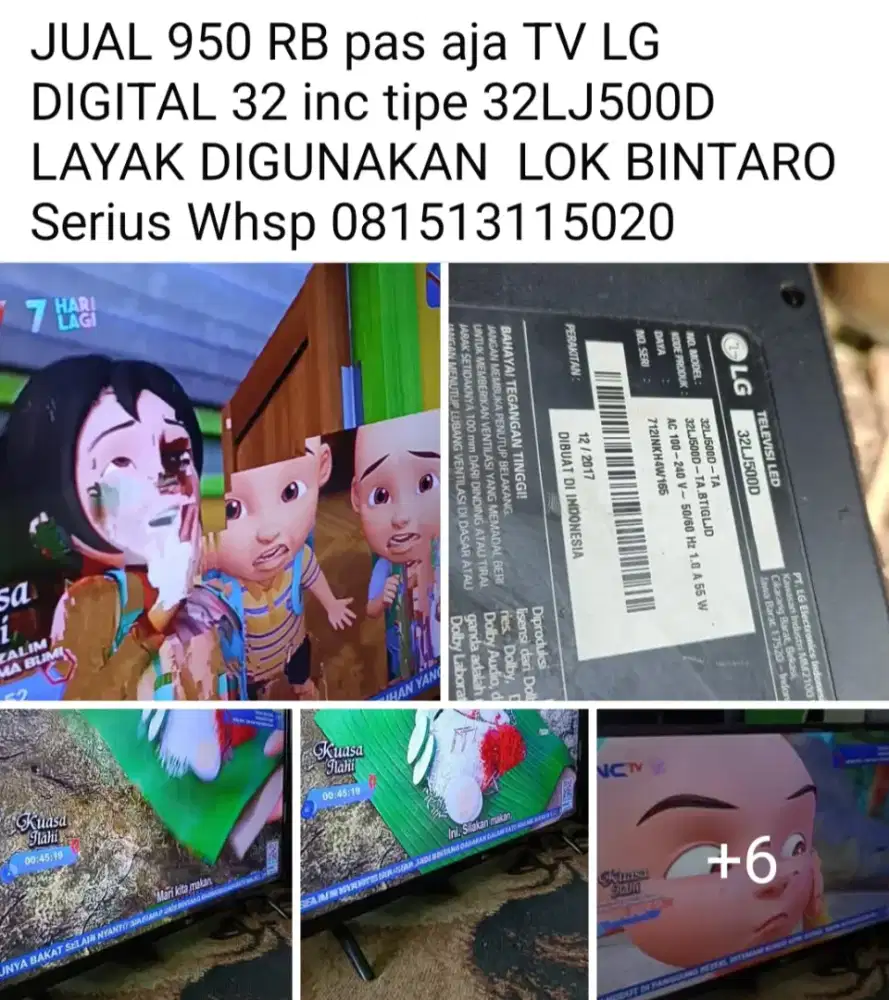 JUAL TV LG DIGITAL 32 inc tipe 32LJ500D  LAYAK DIGUNAKAN