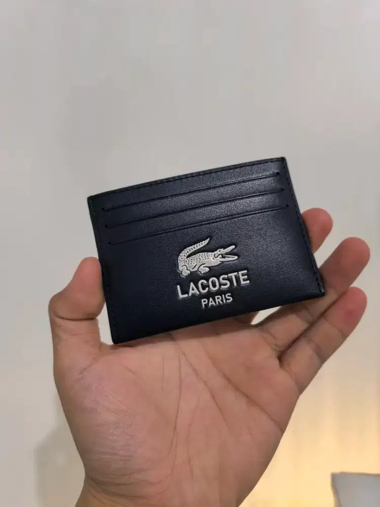Lacoste FG Printed Leather Card Holder - Navy
