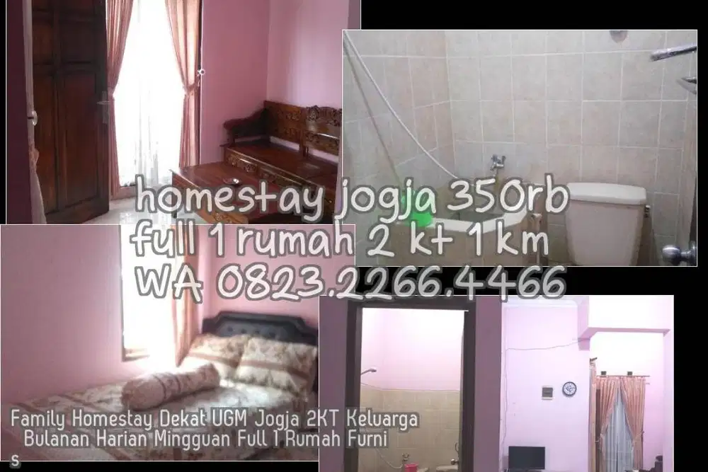 Family Homestay Dekat UGM Jogja 2KT Keluarga  Bulanan Harian Mingguan