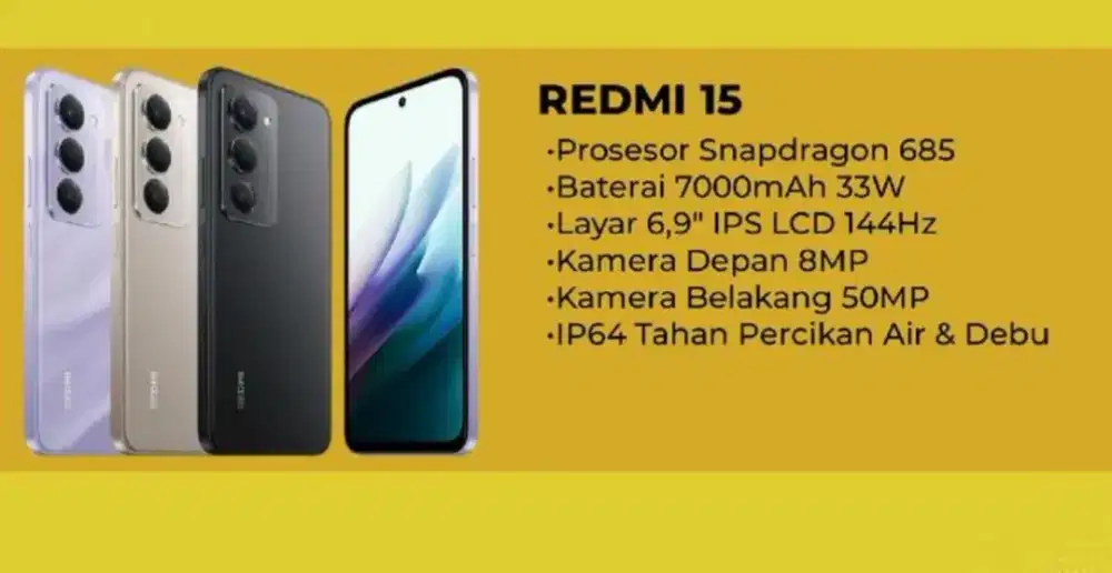 Murah new hp Redmi 15 8/128 & 8/256 grs resmi, bs TT