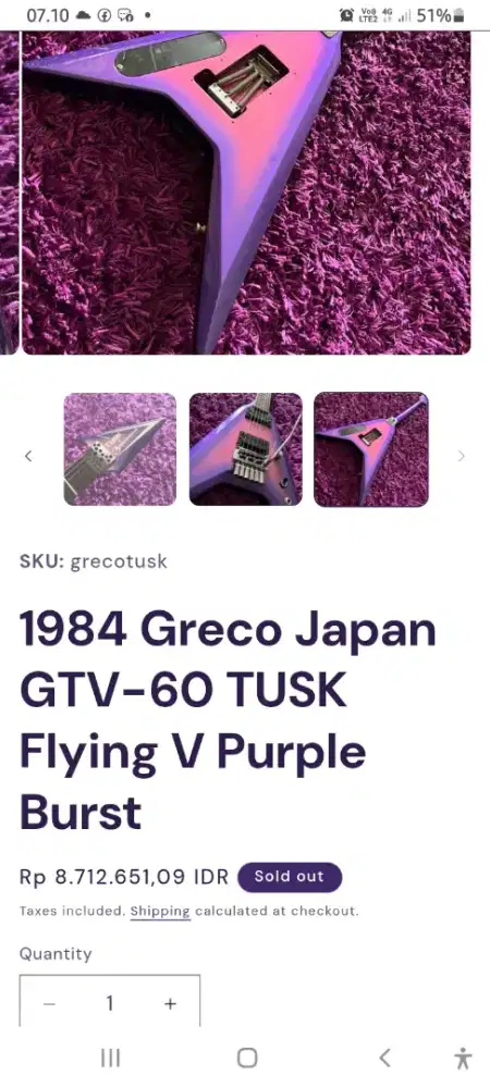 Gitar buntung V jepang LANGKA OTENTIK