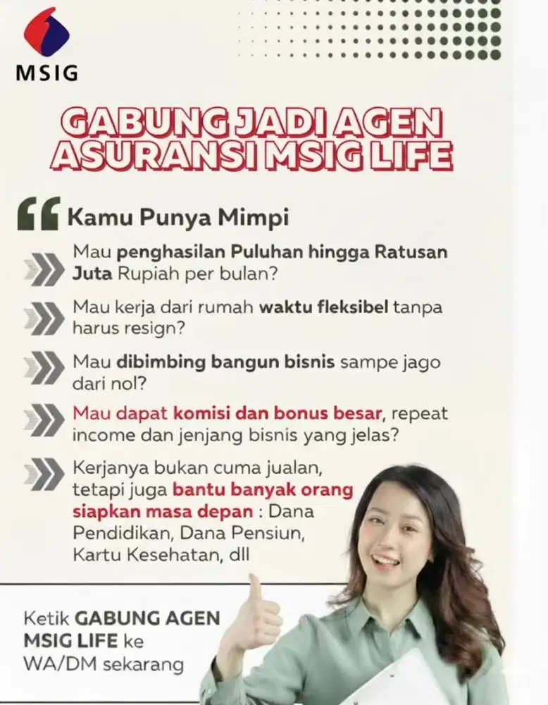 Jadi AGEN ASURANSI FREELANCE bareng YDK Group x MSIG Life