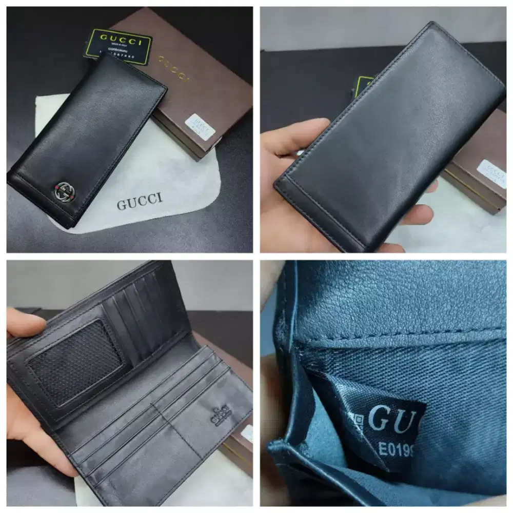 Dompet panjang long wallet gucci black leather pria