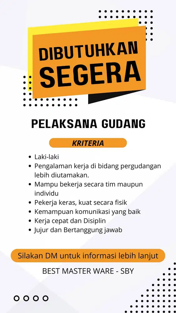 Dibuka Lowongan Kerja di Benowo, Jawa Timur