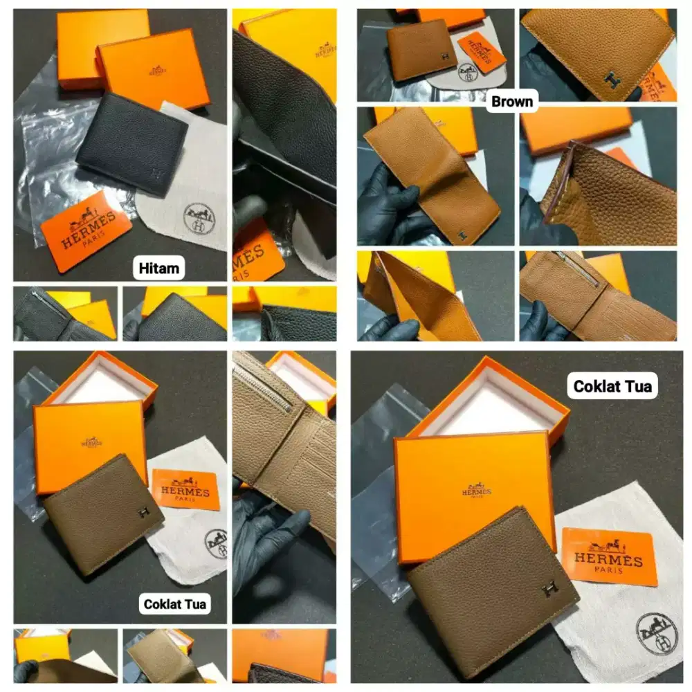 Dompet lipat mewah Hermes leather ready 3warna