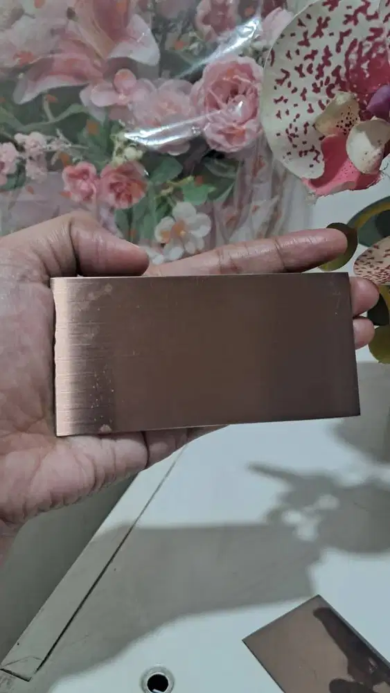 Plat Warna Rosegold Potongan 5x5 cm grade 201 | Hairline / Mirror