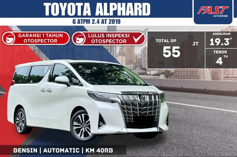 TOYOTA ALPHARD G 2019 ATPM SUNROOF & PILOT SEAT KM.40RB PAJAK PNJG#F2S
