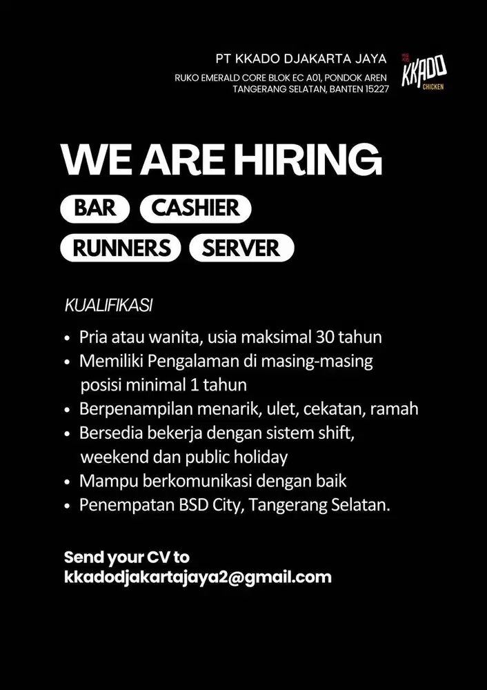 Lowongan Cashier