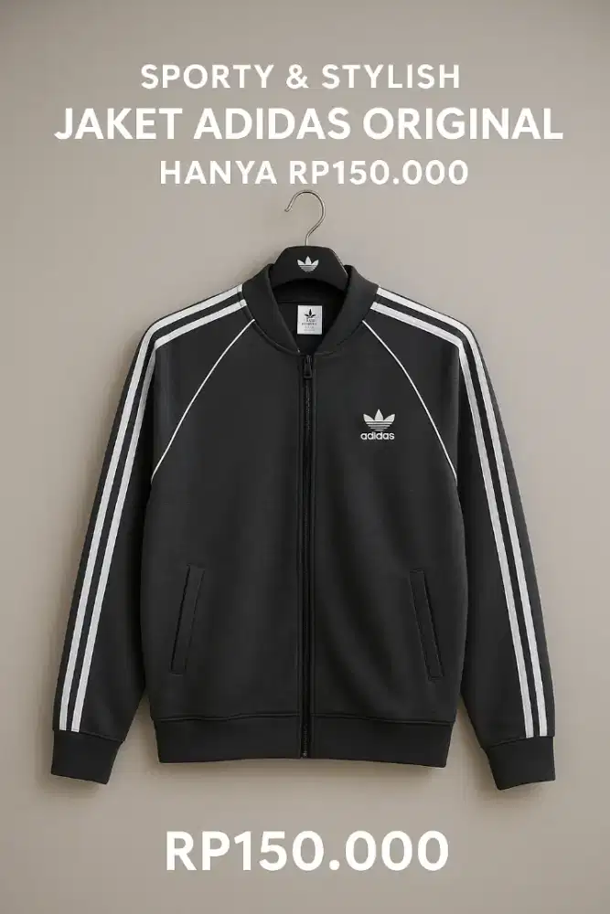 Jaket Adidas Ori size L fit XL Modis Casual Sporty Berkualitas Terbaru