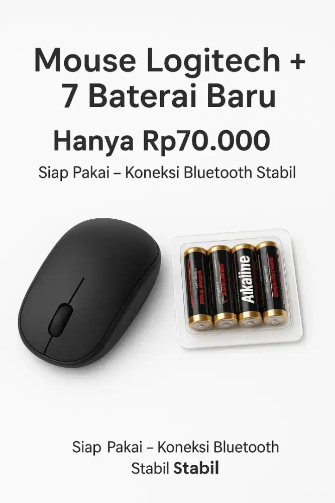 Mouse Merk Logitech Ori Lengkap Dengan 7pcs Baterai Baru Berkualitas